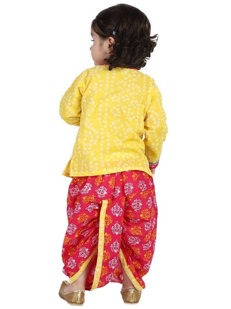 Yellow Front Open Full Sleeve Infant Dhoti Kurta