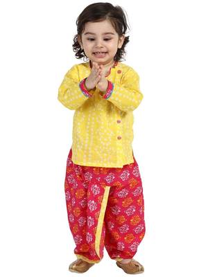 Yellow Front Open Full Sleeve Infant Dhoti Kurta 4