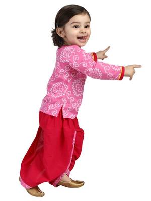 Dark Pink Front Open Full Sleeve Infant Dhoti Kurta 2