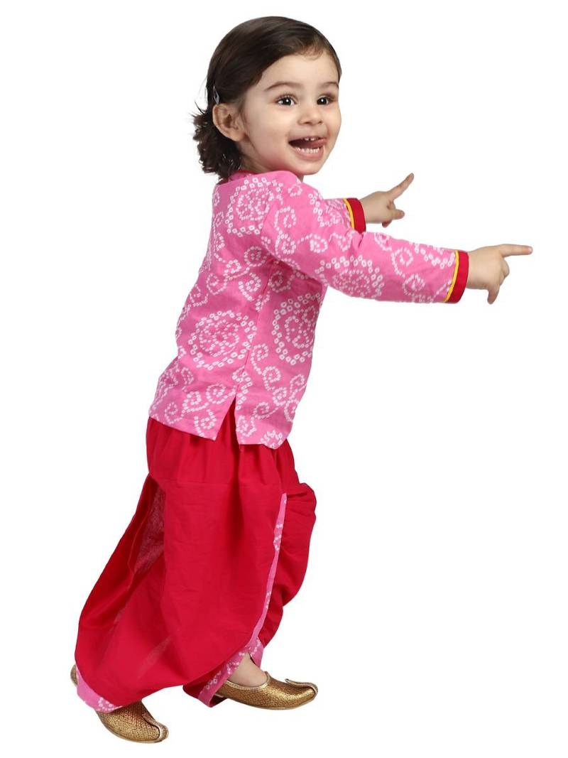 Dark Pink Front Open Full Sleeve Infant Dhoti Kurta