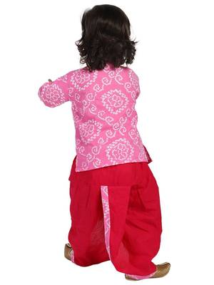 Dark Pink Front Open Full Sleeve Infant Dhoti Kurta 3
