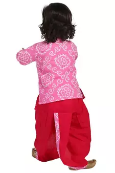 Dark Pink Front Open Full Sleeve Infant Dhoti Kurta