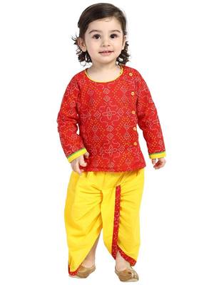 Red Front Open Full Sleeve Infant Dhoti Kurta 3