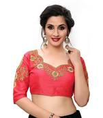 Gajari Embriodered Phantom Silk Designer Blouse Piece.
