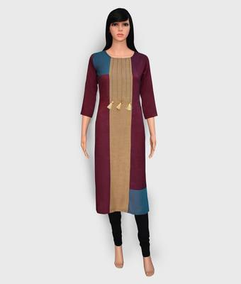 Magenta printed rayon kurtas-and-kurtis 1