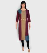 Magenta printed rayon kurtas-and-kurtis