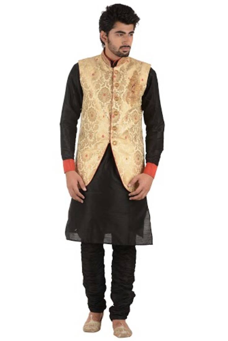 black art silk kurta pyjama