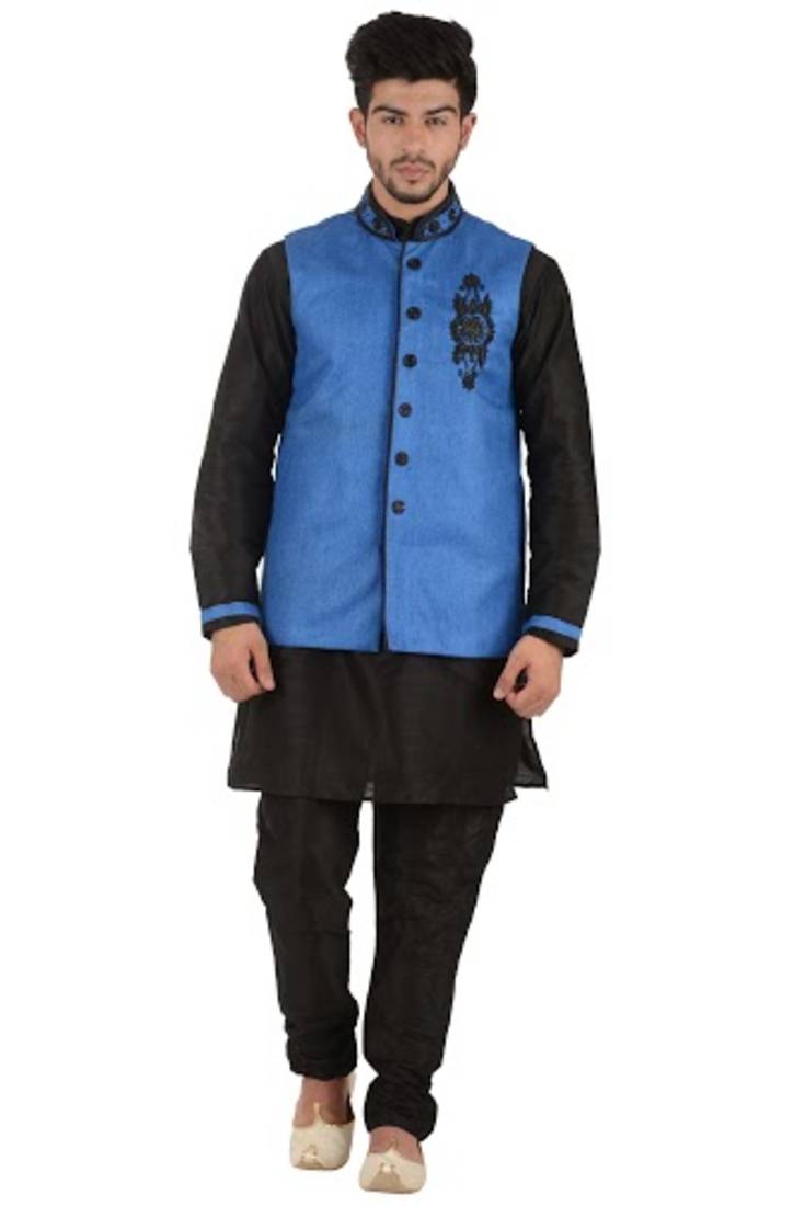 black art silk kurta pyjama