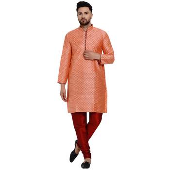 Pink brasso jacquard kurta-pajama 1