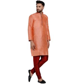 Pink brasso jacquard kurta-pajama 3