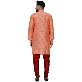 Pink brasso jacquard kurta-pajama 4
