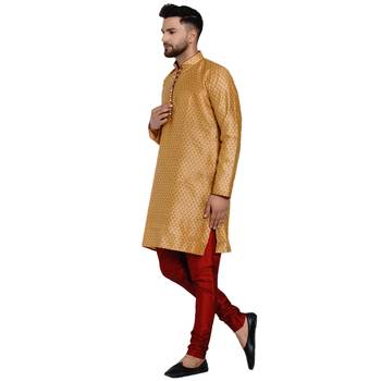 Gold brasso jacquard kurta-pajama 2