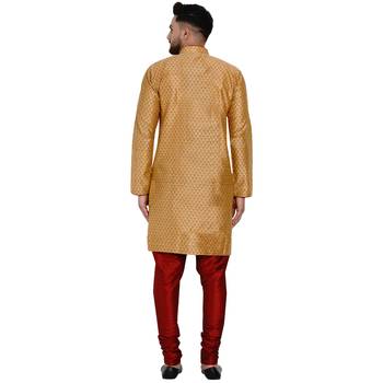 Gold brasso jacquard kurta-pajama 4