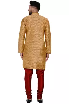 Gold brasso jacquard kurta-pajama