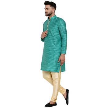 Green brasso jacquard kurta-pajama 2