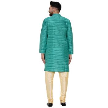 Green brasso jacquard kurta-pajama 4
