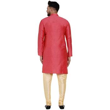Pink brasso jacquard kurta-pajama 4