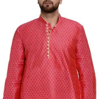 Pink brasso jacquard kurta-pajama 5