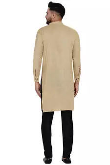 Beige plain rayon men-kurtas