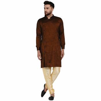 Brown plain rayon men-kurtas 1