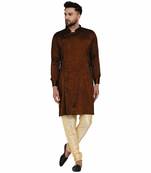 Brown plain rayon men-kurtas
