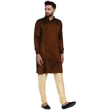 Brown plain rayon men-kurtas 2