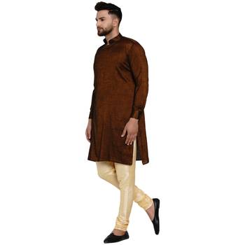 Brown plain rayon men-kurtas 3