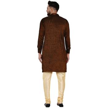 Brown plain rayon men-kurtas 4