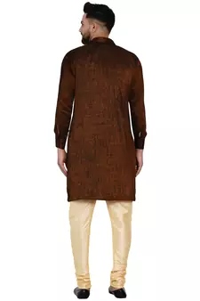 Brown plain rayon men-kurtas