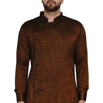 Brown plain rayon men-kurtas 5