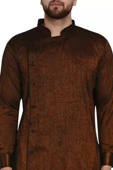 Brown plain rayon men-kurtas
