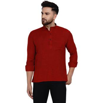 Maroon plain rayon men-kurtas 1