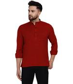 Maroon plain rayon men-kurtas
