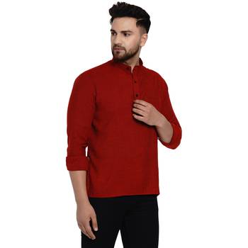 Maroon plain rayon men-kurtas 2