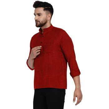 Maroon plain rayon men-kurtas 3