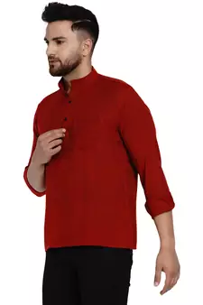 Maroon plain rayon men-kurtas