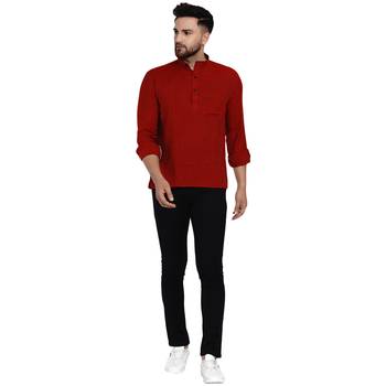 Maroon plain rayon men-kurtas 5