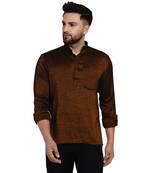 Brown plain rayon men-kurtas