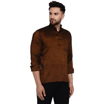 Brown plain rayon men-kurtas 2