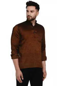 Brown plain rayon men-kurtas