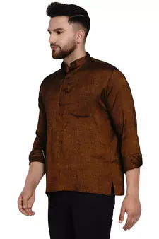 Brown plain rayon men-kurtas