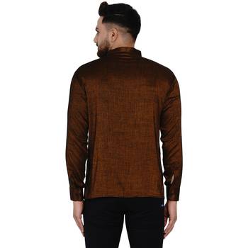 Brown plain rayon men-kurtas 4