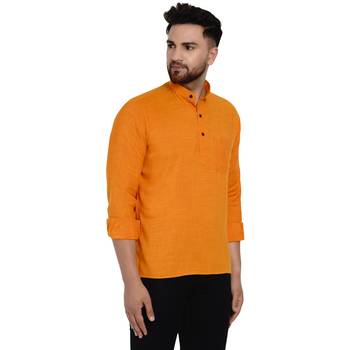 Orange plain rayon men-kurtas 2