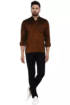 Brown plain rayon men-kurtas