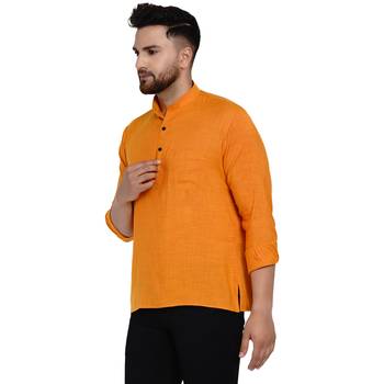 Orange plain rayon men-kurtas 3
