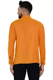 Orange plain rayon men-kurtas