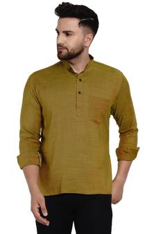 Green plain rayon men-kurtas