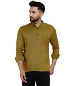 Green plain rayon men-kurtas