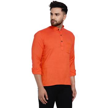 Orange plain rayon men-kurtas 2