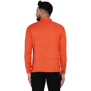 Orange plain rayon men-kurtas 4